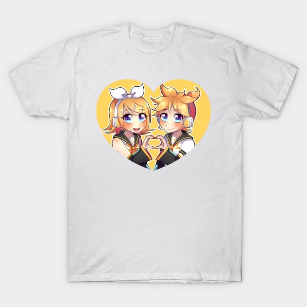 VOCALOID - Kagamine Rin and Len Heart T-Shirt by Nadi-chan16